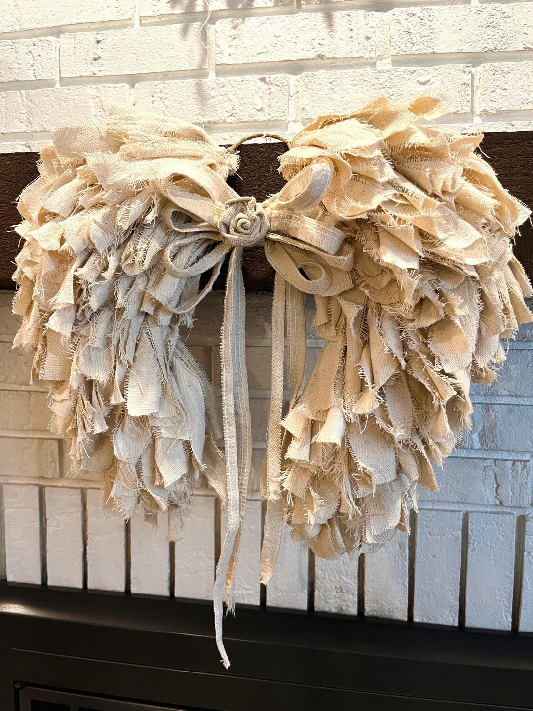 Handmade Angel Wings Rag Wreath: Shabby Chic Canvas Decor - Etsy