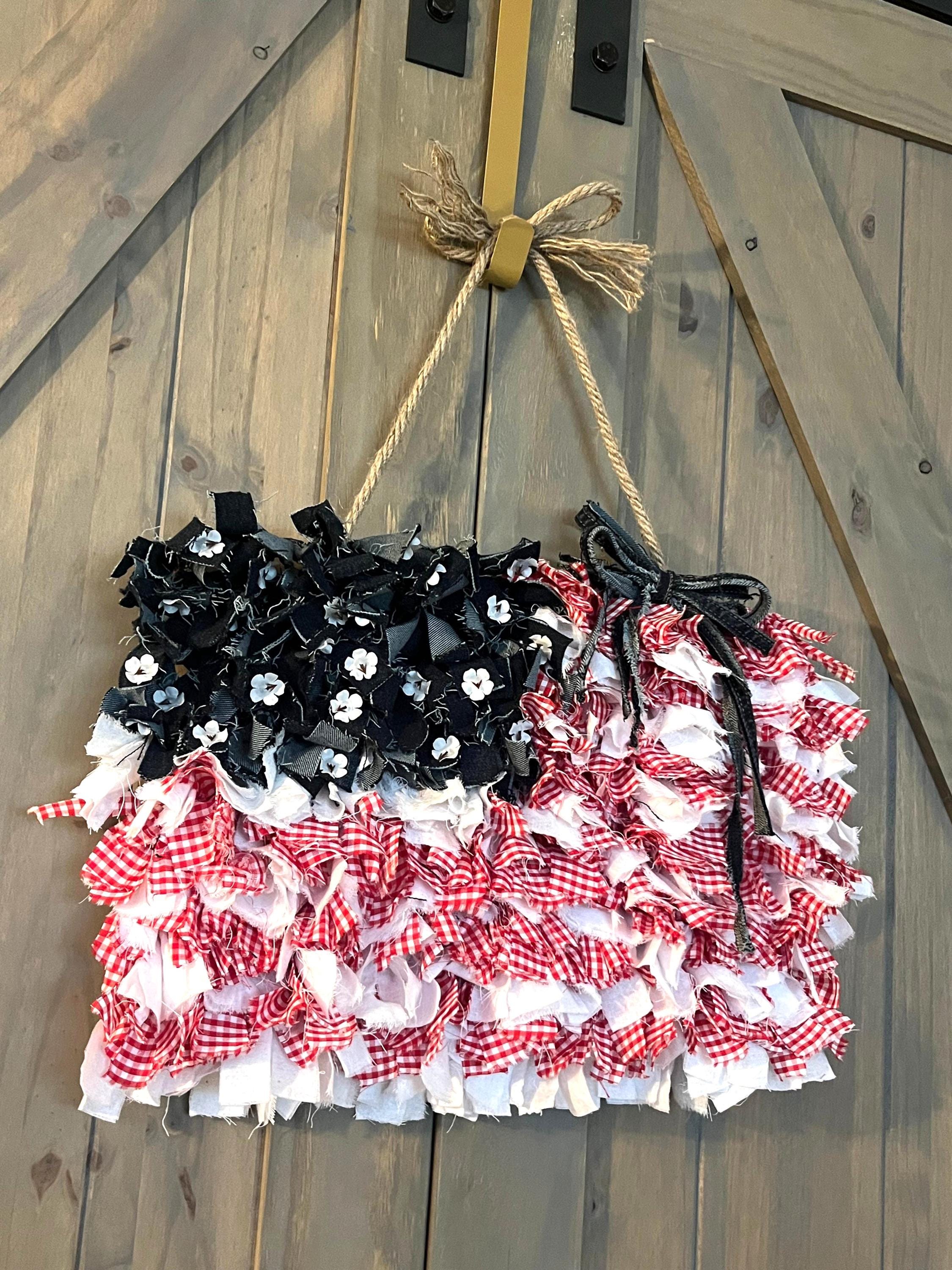 Large Rag Flag Handmade Shabby Chic Rag Flag: Boho Patriotic Wall Hanging - Etsy