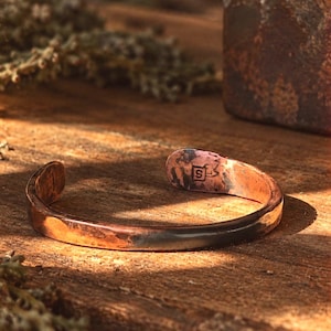 The Yearling — Hand-Forged Black Patina Copper Cuff, 4 AWG Copper Bracelet