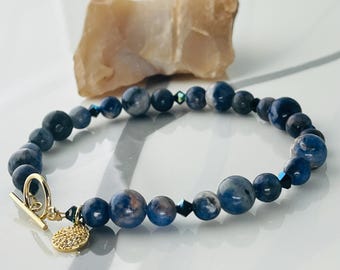 Handmade Sodalite and Gold Filled Bracelet