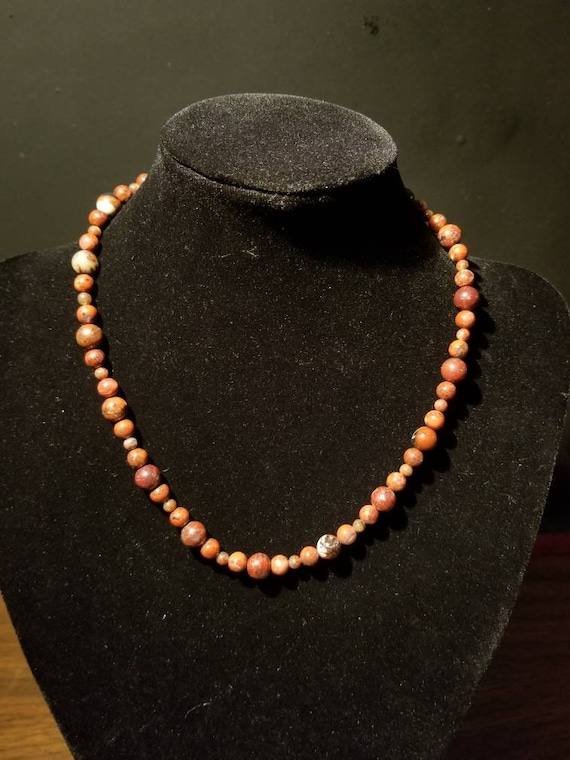 Red jasper beaded necklace