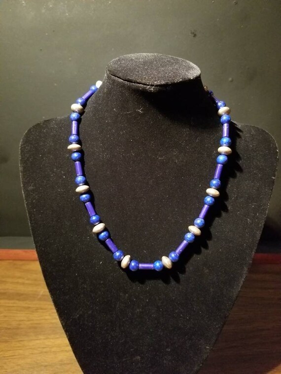 Lapis bead necklace