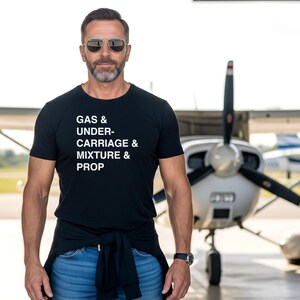 Funny Pilot Shirt - Gift for Pilot, Student Pilot, or Aviation Lover - 100% Cotton Dark Tee with GUMP Check