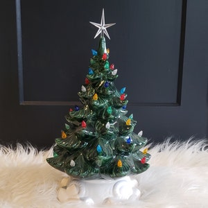 Vintage Ceramic Christmas Tree Large Atlantic Light Up Ceramic Tree , Ceramic Christmas Tree with White Scroll Base