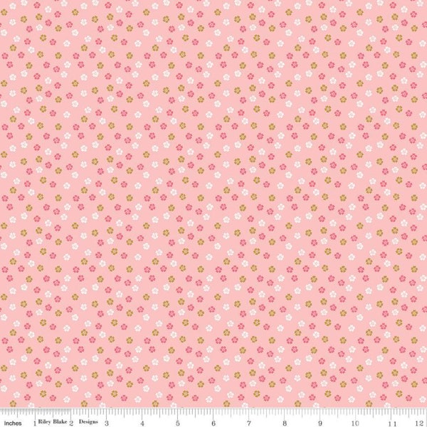 Ahoy Mermaids Floral Pink Sparkle - Premium Cotton - Melissa Mortenson - Riley Blake Fabrics