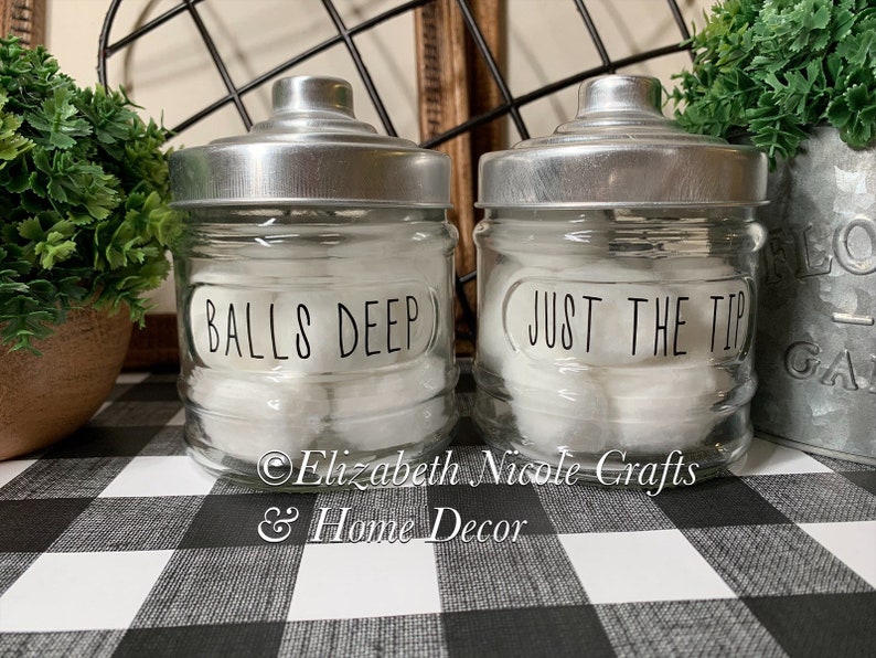 Funny Bathroom Glass Storage Containers Etsy