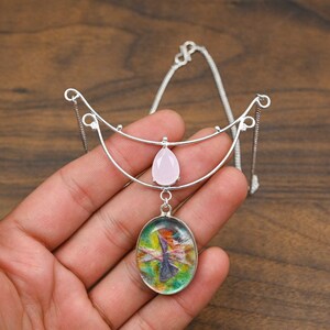 Collier Garden Quartz & Pink Quartz : Pendentif en argent sterling 925