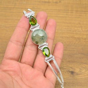 Peranite With Peridot Bracelet 925 Sterling Silver Natural Handmade Bracelet For Your Special One