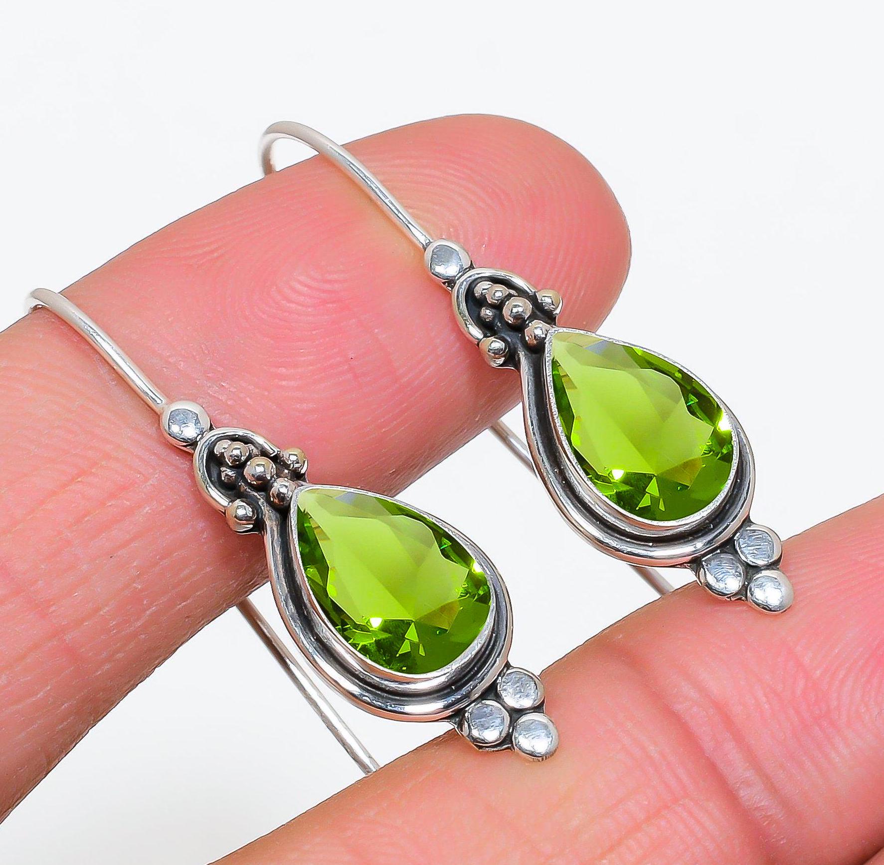 POPLYKE Orecchini Donna In Argento Sterling 925 Con Peridoto – 10x8 Mm, Confezione Regalo Quadrata