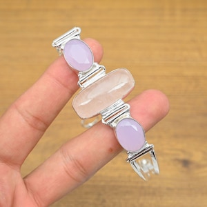 Rose Quartz Bracelet: Faceted Pink Gemstone, 925 Sterling Silver, Adjustable