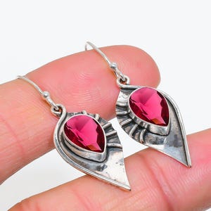 Handmade Pink Rubellite Sterling Silver Earrings: Women&#39;s Gemstone Jewelry