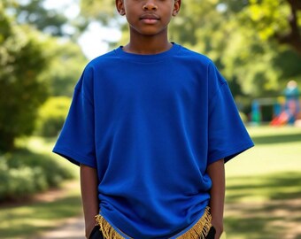 Hebrew Israelite  youth Blue t shirt with  fringe