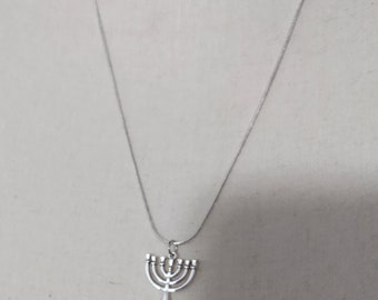 Beautiful necklace with menorah for hebrew sisters 22 inches