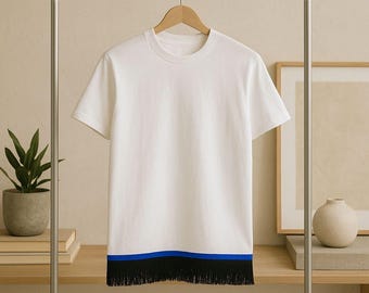 Young boys white T-shirt with fringes- NOT FOR ADULT