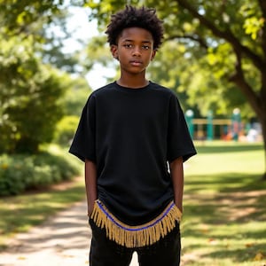 Hebrew Israelite Black T-shirt with fringes for young boys -