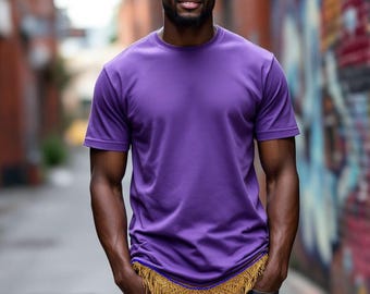 Men purple T-shirts with Fringes(choose your size & fringes color)