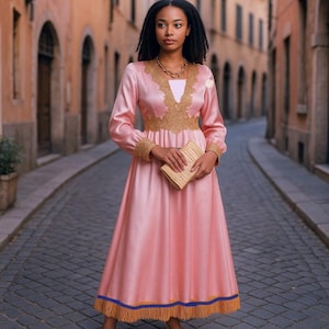 Hebrew Israelite dress with gold fringe