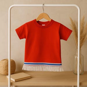 Hebrew Israelite RED T-shirt with fringes for young boys -