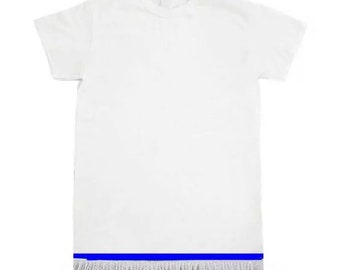 Hebrew Israelite T-Shirt w/ Fringes (White) on Sale XL-Tall / Ribbon Only