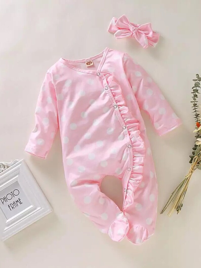 Baby Girl Footed Pajama and a BowBaby Girl Floral Ruffle Etsy