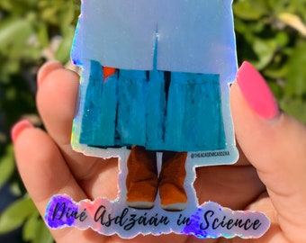 Diné Asdzáán in Science Holographic Sticker