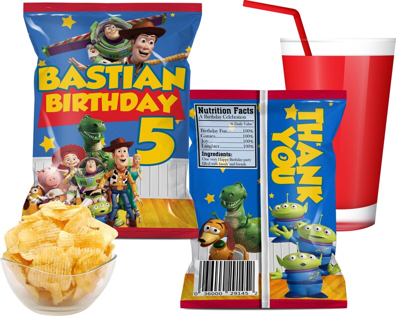 Toy Story Chip Bag, Toy Story Favor Bag, Toy Story Birthday, Toy Story