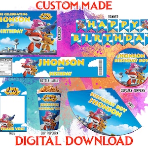 Super Wings Party Kit, Super Wings custom Geburtstag, Super Wings Geburtstagsparty, Party Super Wings, Geburtstag Super Wings, digitale Datei