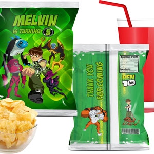 Ben 10 Chip Bag, Ben 10 Favor Bag, Ben 10 Birthday, Ben 10 Candy Bag, Ben 10 Chips Pouch, Digital File