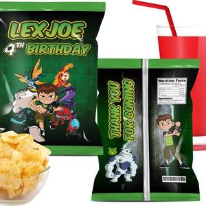 Ben 10 Chip Bag, Ben 10 Favor Bag, Ben 10 Birthday, Ben 10 Candy Bag, Ben 10 Chips Pouch, Digital File