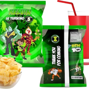 Ben 10 Chip Bag, Ben 10 Favor Bag, Ben 10 Birthday, Ben 10 Candy Bag, Ben 10 Chips Pouch, Digital File