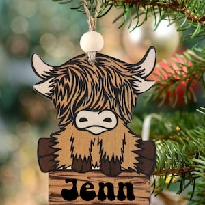 Aangepast ornament Hooglandvee • Cadeaus Hooglandvee • Kerstornament Hooglandvee • Gepersonaliseerd ornament