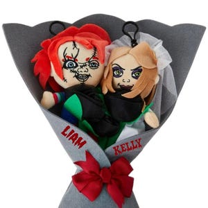 Custom Chucky Bouquet • Personalized Valentine Gifts • Custom Plush Bouquet • Horror Valentine Gifts • Personalized Valentine Bouquet •
