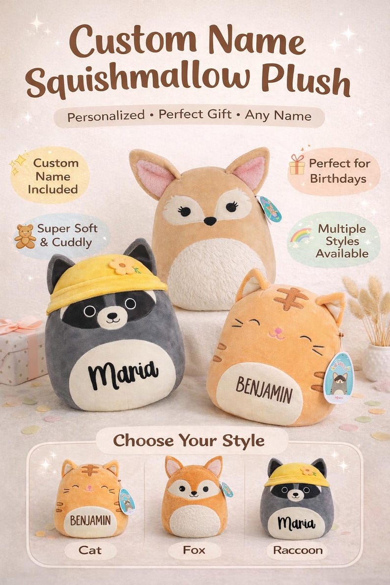 Custom Squishmallow Plush: Personalized Stuffed Animal Gift • Custom ...