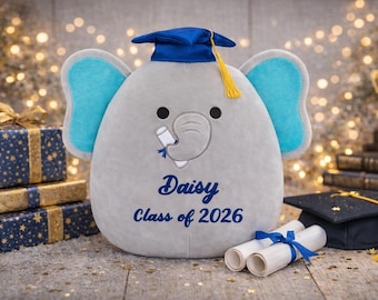 Custom Graduation Elephant Squishmallow: Personalized Plush Gift • Graduation Gifts • Custom Gifts • Graduation Plush • Graduation 2026