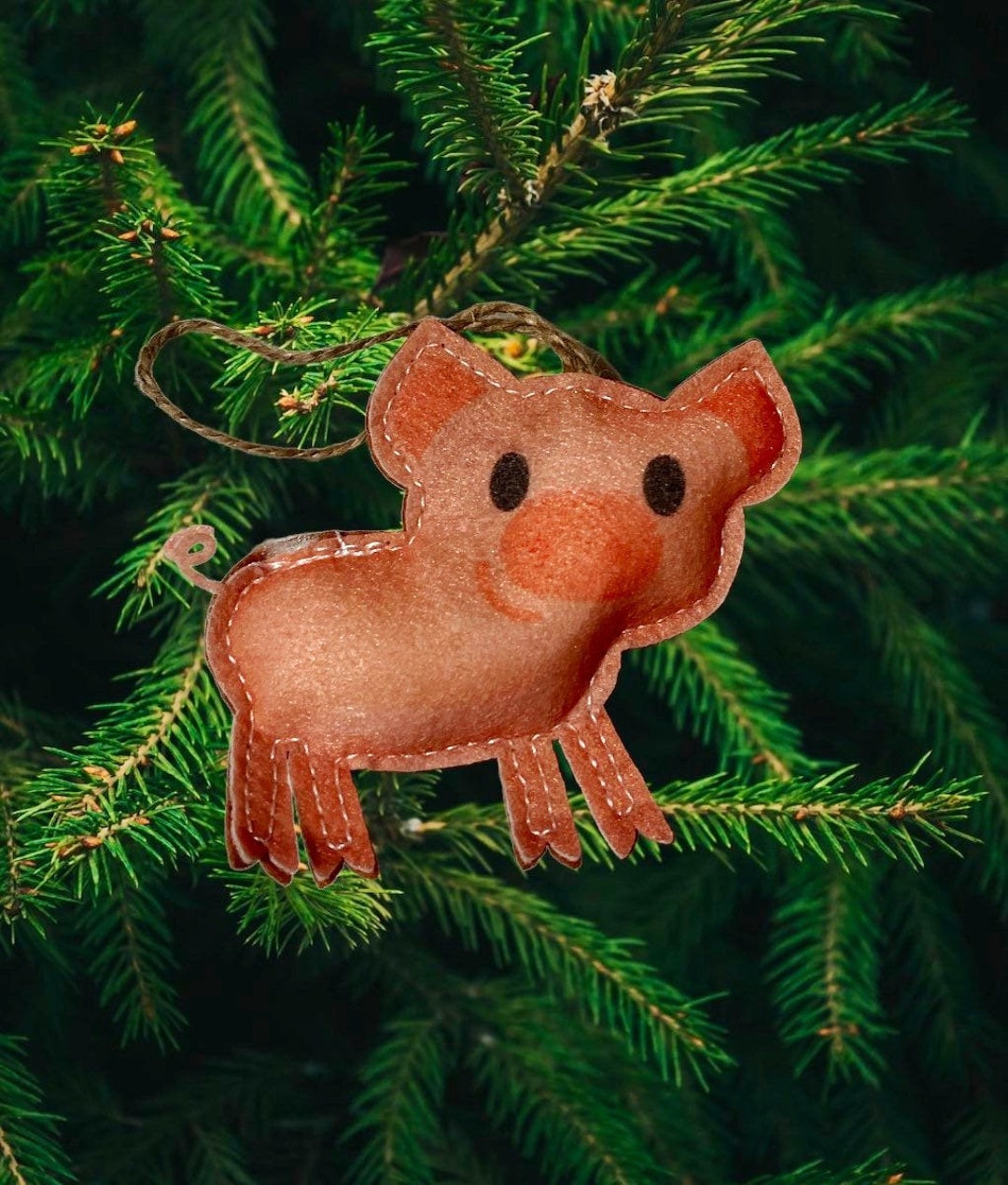 Personalized Pig Ornament Christmas Ornaments Felt Farm Etsy