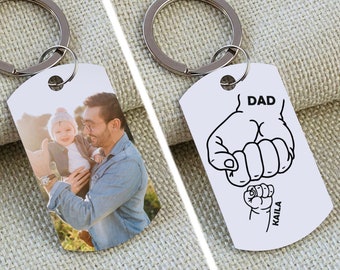 Family Fist Bump, Fathers Day Keychain, Photo keychain, Father Daughter Keychain, Fathers Day Gift, To Father From Kids