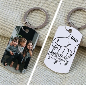 Family Fist Bump, Fathers Day Keychain, Photo keychain, Father Daughter Keychain, Fathers Day Gift,