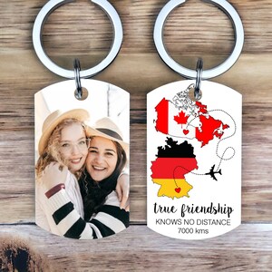 Porte-clés distance, cadeau BFF, cadeau interurbain pour meilleur ami, porte-clés carte personnalisé, cadeau vous manquez, cadeau de déménagement, besties pour toujours