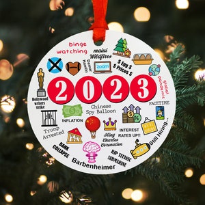 2023, Aluminum Ornament, 2023 Gas Ornament, Christmas Decor,  Year to Remember, 2023 Major Events Ornament, Year in a review Ornament