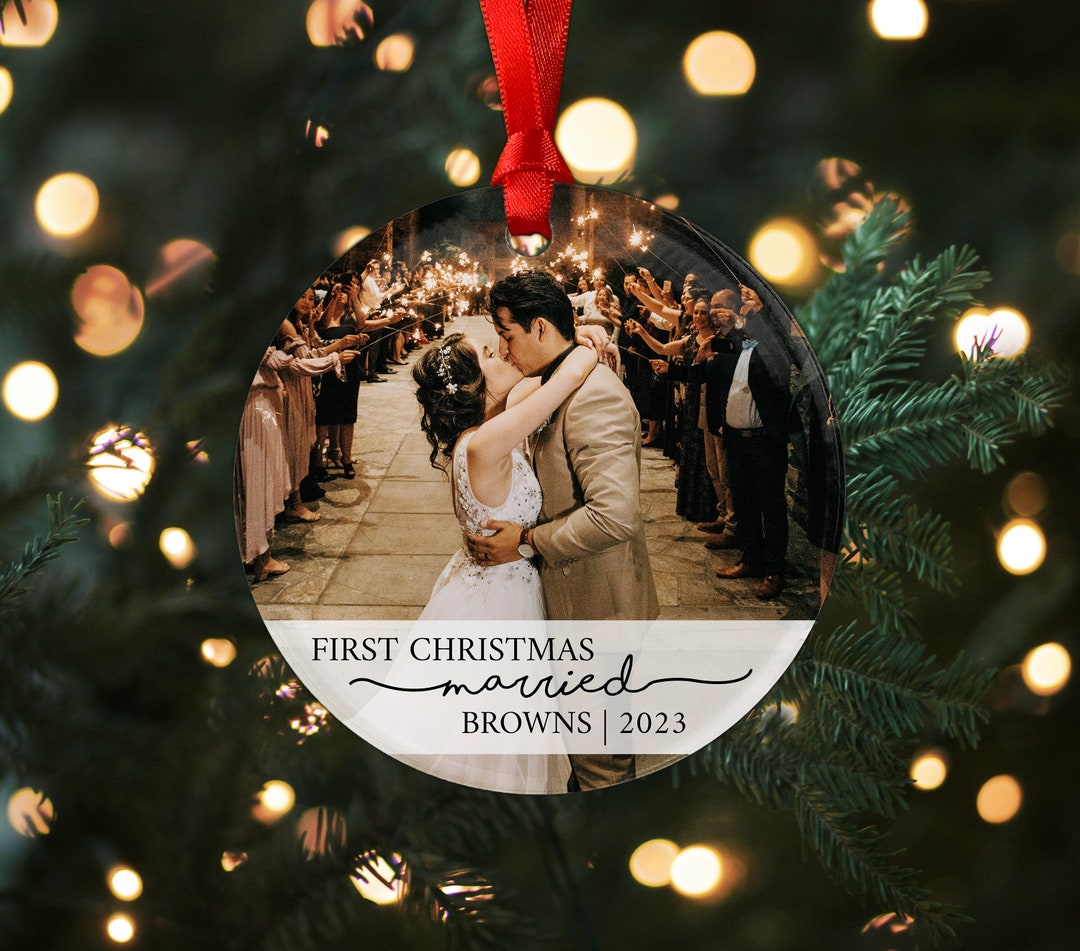 First Christmas Married Acrylic Ornament, Anniversary Christmas Ornament, Christmas Gift, Custom