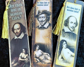 Lot de 3 marque-pages coquins shakespeariens uniques | Style vintage plastifié | Livraison gratuite