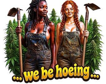 We Be Hoeing Cannabis Vinyl Laminated Sticker | Funny Girls | Play on Words - 4 sizes