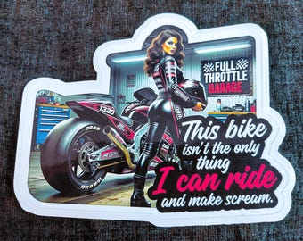 Autocollant moto dragster « Biker Babe » – Autocollant moto attitude (3 tailles)