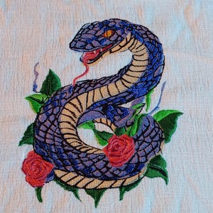 Mystic Serpent Embroidered White Chenille Throw Pillow Cover – 16x16 Boho Gothic Decor