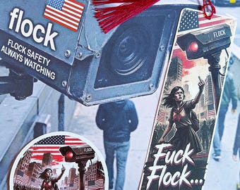 Marque-page et autocollants « F*ck Flock » | Manifestation contre la surveillance par caméras Big Brother - Cadeau pour le droit à la vie privée