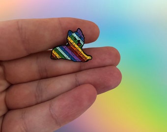 Rainbow Westie pin / West highland terrier / dog / enamel pin , badge ,  Scottish