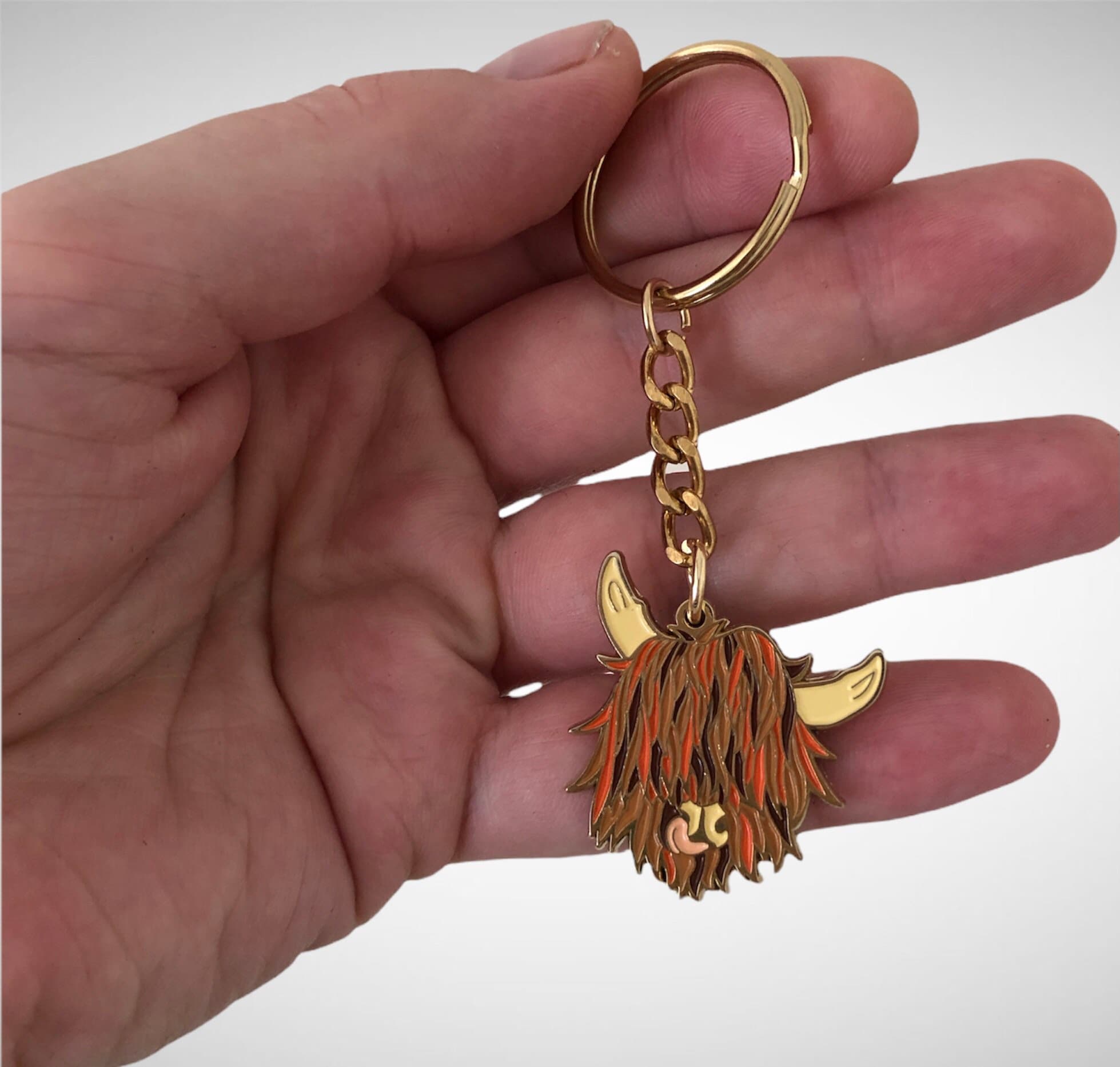 highland cow keyring keychain enamel