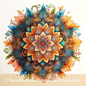 Beautiful Digital Mandalas for you to print off and color. Spend time immersed in the art of coloring for peace ready for instant download image 1