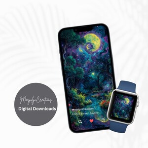 Magical Moon Enchanted Forest iPhone Android Smartphone Mobile screensaver, Wallpaper