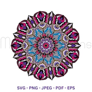 Purple Mandala, Mandala Clipart, Mandala Vector, Mandala, Instant Download, PNG